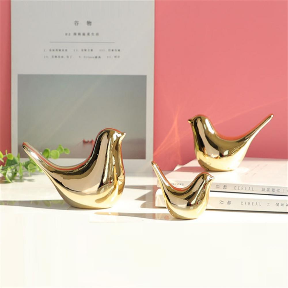 Bird Figurine 4 Sizes Nordic Ceramic Gold Animal Statue Modern Ceramic Bird Sta image 10