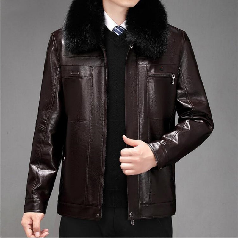 Winter Outerwear Men 2023 Men Fashion Leather Coat Jacket PU Jacket Long-sleeve image 3