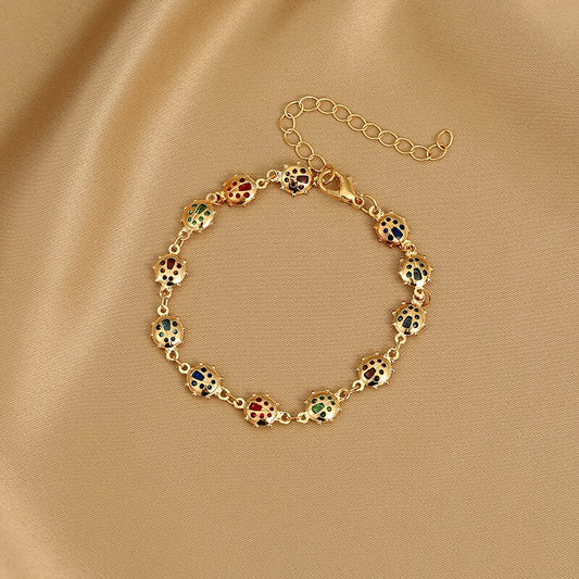 Gold Color Flower Charm Bracelet Inlaid Rhinestone Star Hand Bracelets For image 0