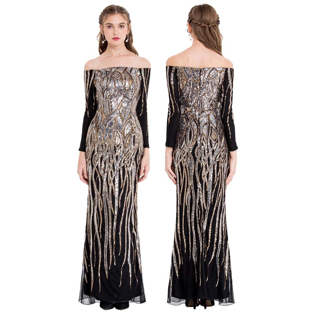 Angel-fashions Formal Evening Dresses Sparkling Gold Art-Deco Sequin Vintage image 1