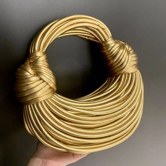 Handbags for Women 2023 New Gold Luxury Designer Brand Handwoven Noodle Bags Ro image 0