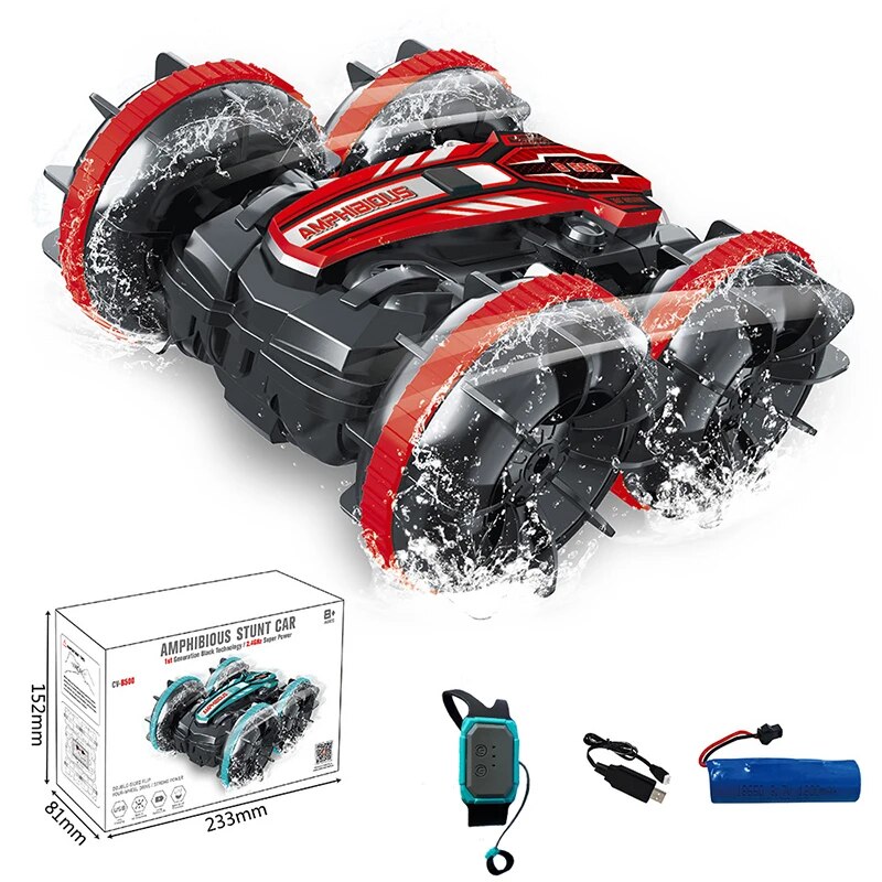 Newest High-tech Remote Control Car 2.4G Amphibious Stunt RC Car Double-sided T image 3