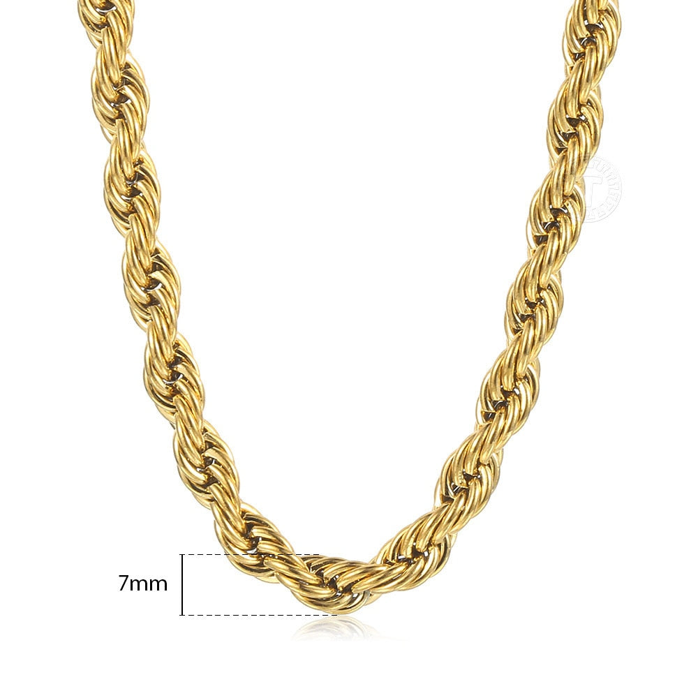 New Fashion Twisted Rope Link Chain Gold Color Stainless Steel Necklace for Men image 1