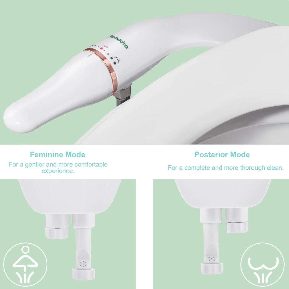 SAMODRA Rose Gold Toilet Bidet Ultra-Slim Bidet Toilet Seat Attachment With image 1