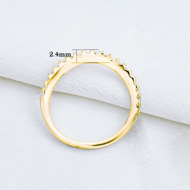 Newshe Rose Yellow Gold Curved Wedding Bands For Women Stacking Solid 925 image 4