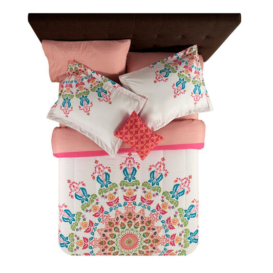 Mainstays Coral Medallion 8 Piece Bed in a Bag Comforter Set With Sheets, Queen image 0