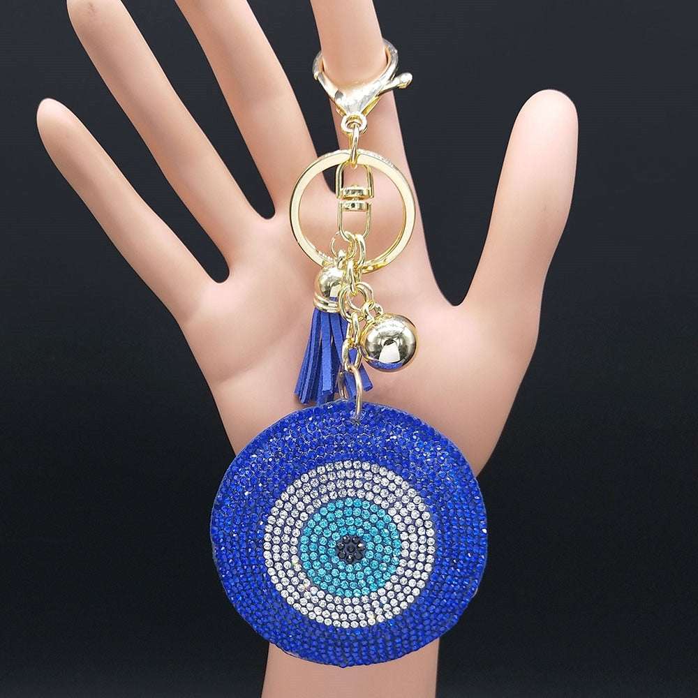 Turkey Eyes Crystal Keychains Ring for Women Keychain Blue Gold Color Key Chain image 11