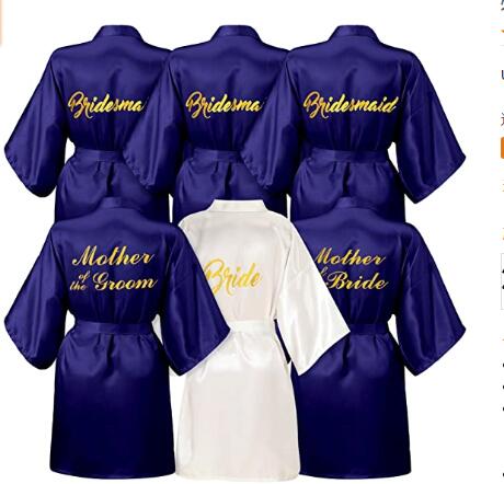 new Rose Gold bathrobe bride satin robe women getting married bride hen party image 5