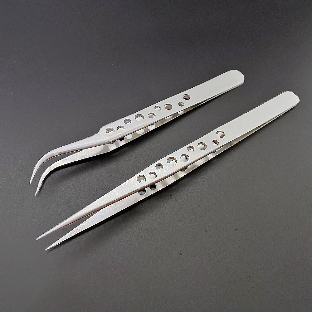 Industrial Tweezers Electronics Anti-static Curved Straight Tip Precision Stain image 5