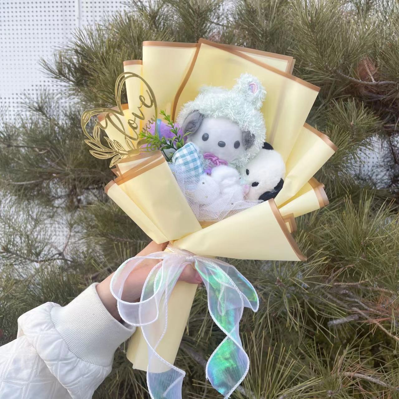 Kawaii Hello Kitty Cat Plush Dolls  Rose Soap Flowers Bouquet Christmas Valenti image 14