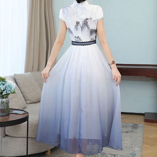 Ao Dai 2020 Summer New Floral Vietnam Dress For Women Elegant Cheongsam Traditi image 0