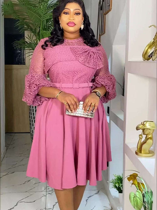 Plus Size African Party Dresses for Women 2024 New Fashion Dashiki Ankara Lace image 0