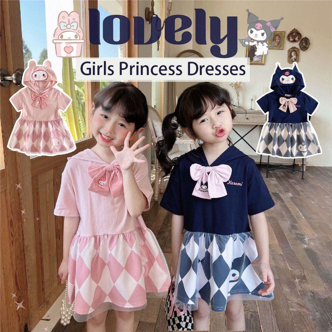 Cartoon Cute Sanrio Kuromi Melody Print Girls Princess Dresses For Leisure Kids image 1