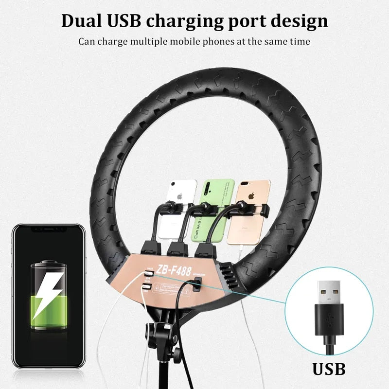 22" LED Light Rings 3200-6500K Color Temperature 0-100% Brightness With 2M Powe image 2