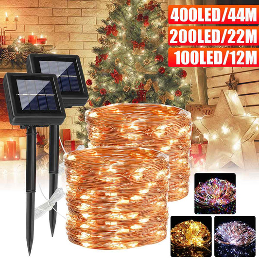 200/100/30LED 22/12/6.5M Solar Powered IP65 Waterproof Fairy String Copper Wire image 0