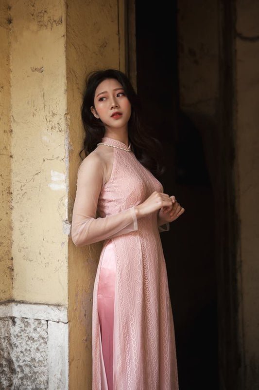 pink aodai vietnam clothing cheongsam aodai vietnam dress vietnamese traditiona image 0