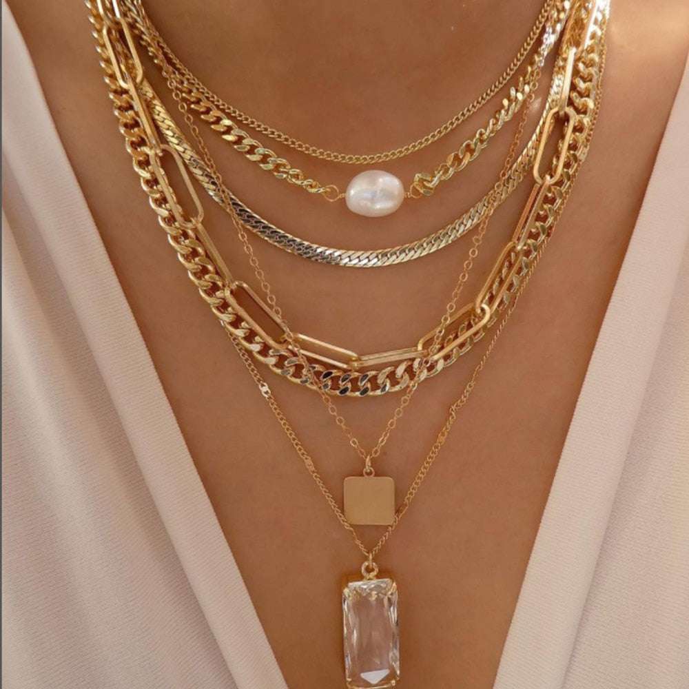 bls-miracle Bohemia Gold Color Multiple Styles Necklace For Women Trendy Multi- image 12