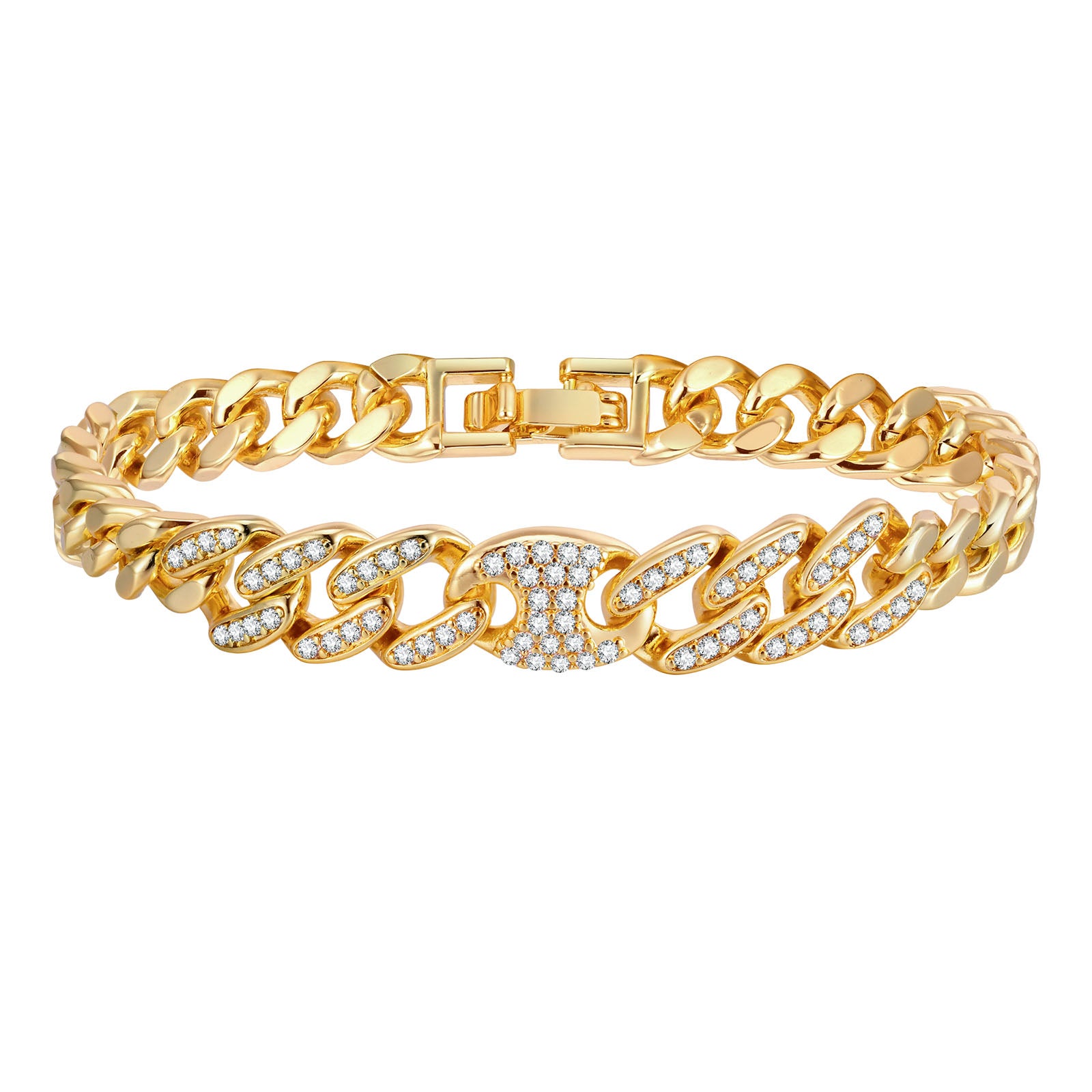 Cubic Zirconia Clover Bracelet for Women18k Gold Plated Link Statement Jewelry image 18