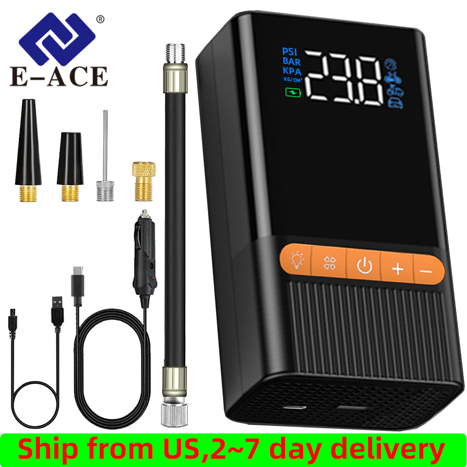 E-ACE Air Pump Inflator Portable Electric Wireless Mini Air Compressor Digital image 1