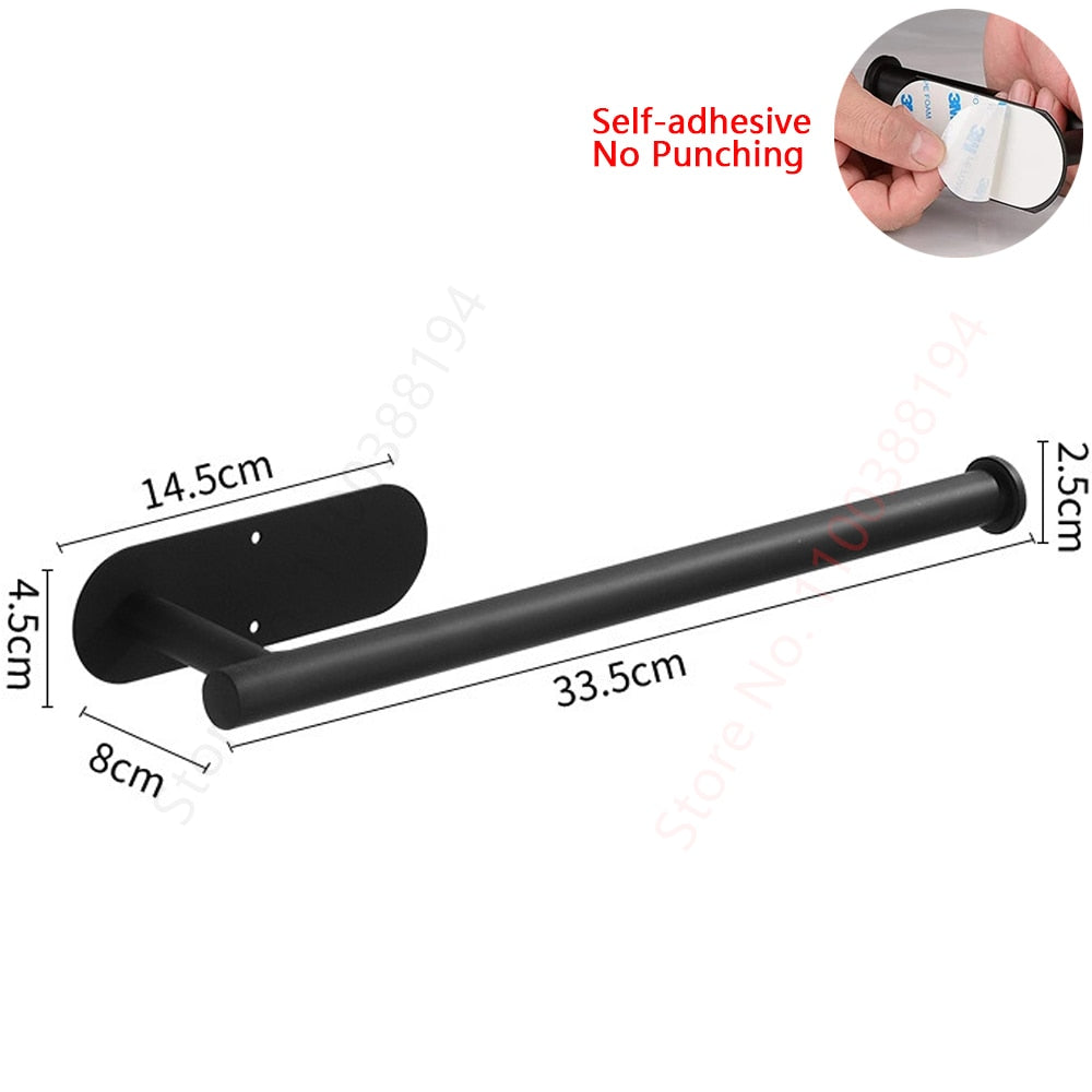 Adhesive Toilet Paper Holder Wall Mount For Bathroom Kitchen Silver Gold Black  image 9