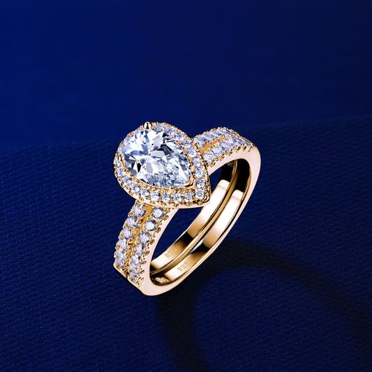 Newshe 2 Pieces Yellow Rose Gold Wedding Set Solid 925 Sterling Silver 3Ct image 0