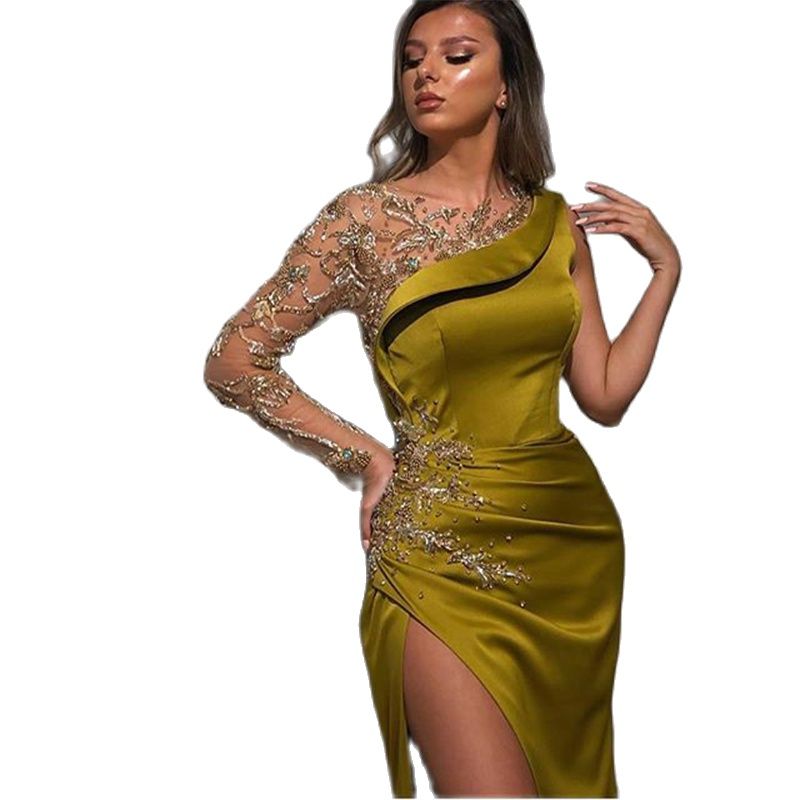 2024 Sexy Mermaid Prom Dress One Shoulder Sweetheart High Split Evening Party D image 1