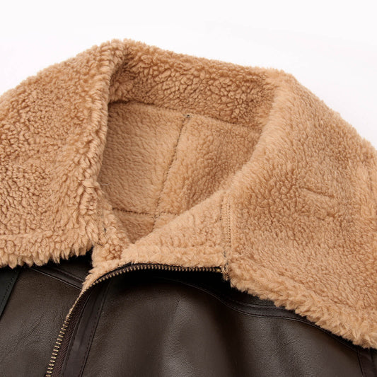 Men's Fleece Lined PU Leather Jacket Autumn WInter Artificial Fur Long Sleeve Z image 0