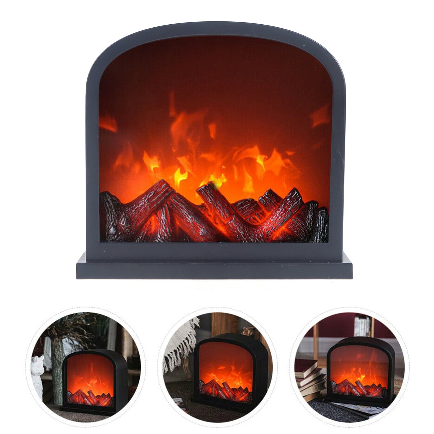 LOYALHEARTDY Mini Fireplace Lantern Decor Flameless Portable Electric Fireplace image 3