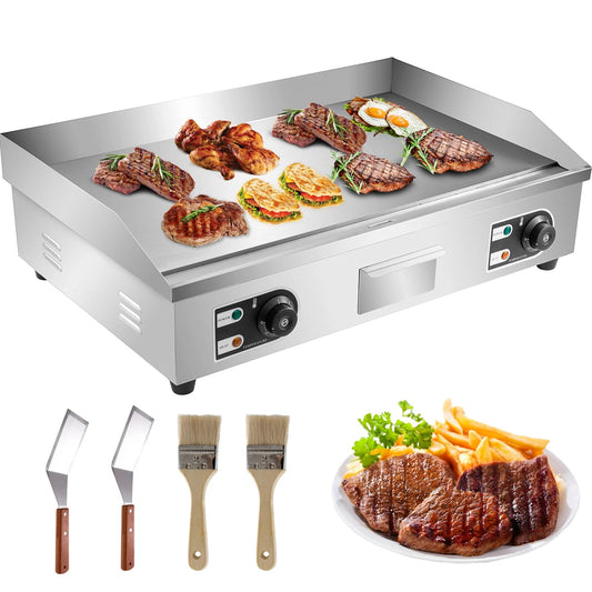 VEVOR Electric Countertop Griddle with Drawer Stainless Steel Flat Top Grill Ba image 0