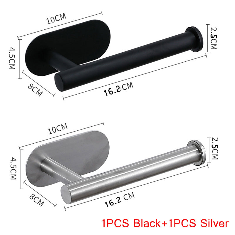 Stainless Steel Paper Towel Holder Adhesive Toilet Roll Paper Holder No Hole Pu image 3