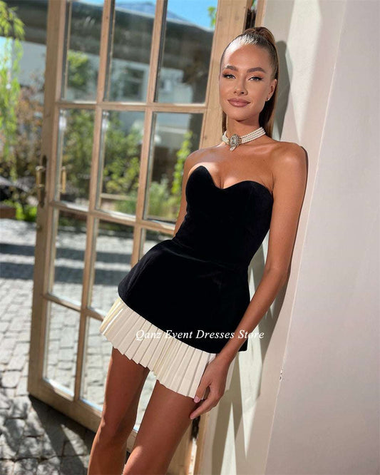 Qanz Modern Short Homecoming Dresses Cocktail Dresses Sweetheart Velour Vestido