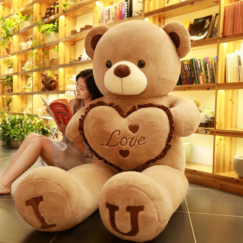 Peluche gigante de 80/100 cm, tamaño grande, oso de peluche rosa, suave, almohada