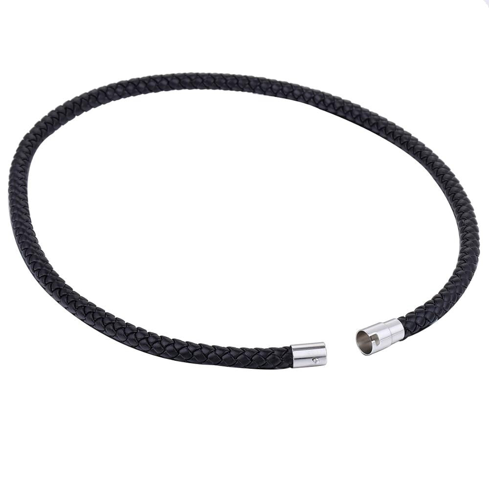 Men's Leather Choker Brown Black Braided Rope Chain Necklace For Men Boys Stain image 11