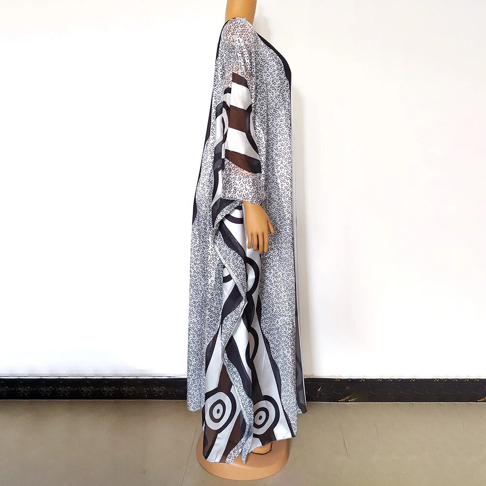 Fashion 2023 Nigerian Elegant Clothing Abaya Muslim Dress Leopard Geometry Dash image 4