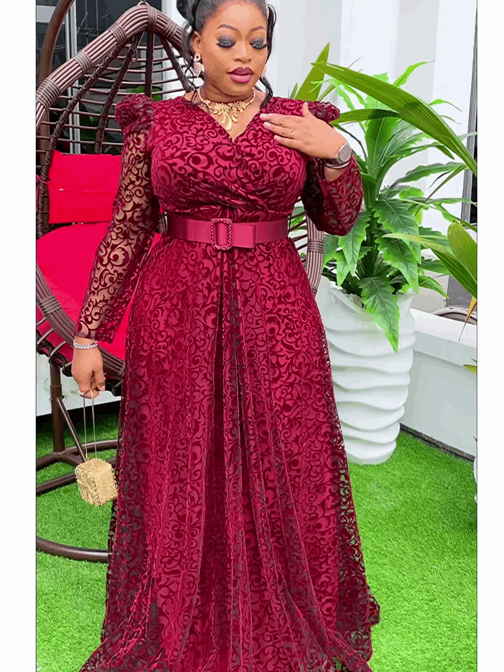 Plus Size African Party Dresses for Women 2024 New Fashion Dashiki Ankara Lace image 4
