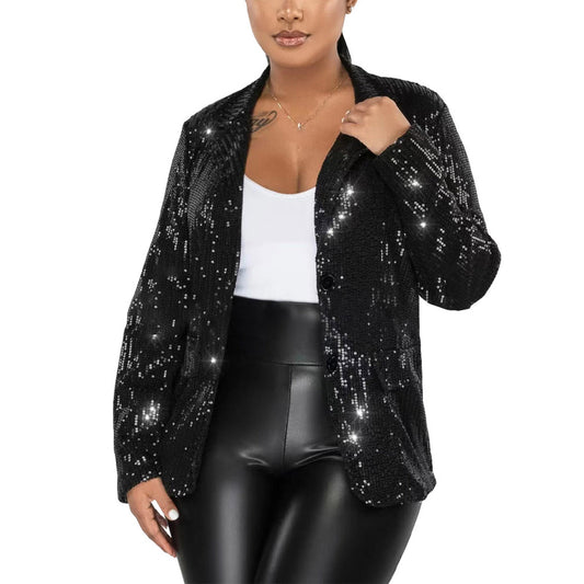 New Fashion Sequined Suit Jacket For Women Elegant Sequins Glitter Blazer Coat  image 0