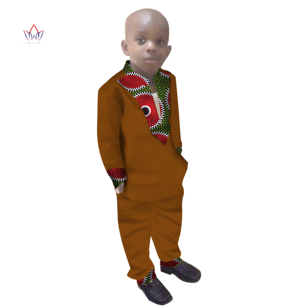 Boys Clothes African Dashiki Kids Clothing LongoingSleeves Plus Solid Color Lon image 2
