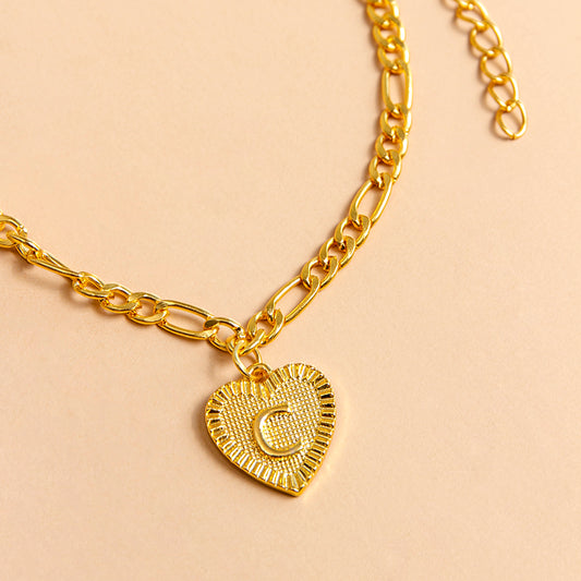 Initial Letter Anklet Gold Color Heart Pendant Foot Bracelets Women image 0