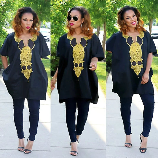 African Clothing For Women Dashiki Embroidery Design Soft Material Top And Pant image 0