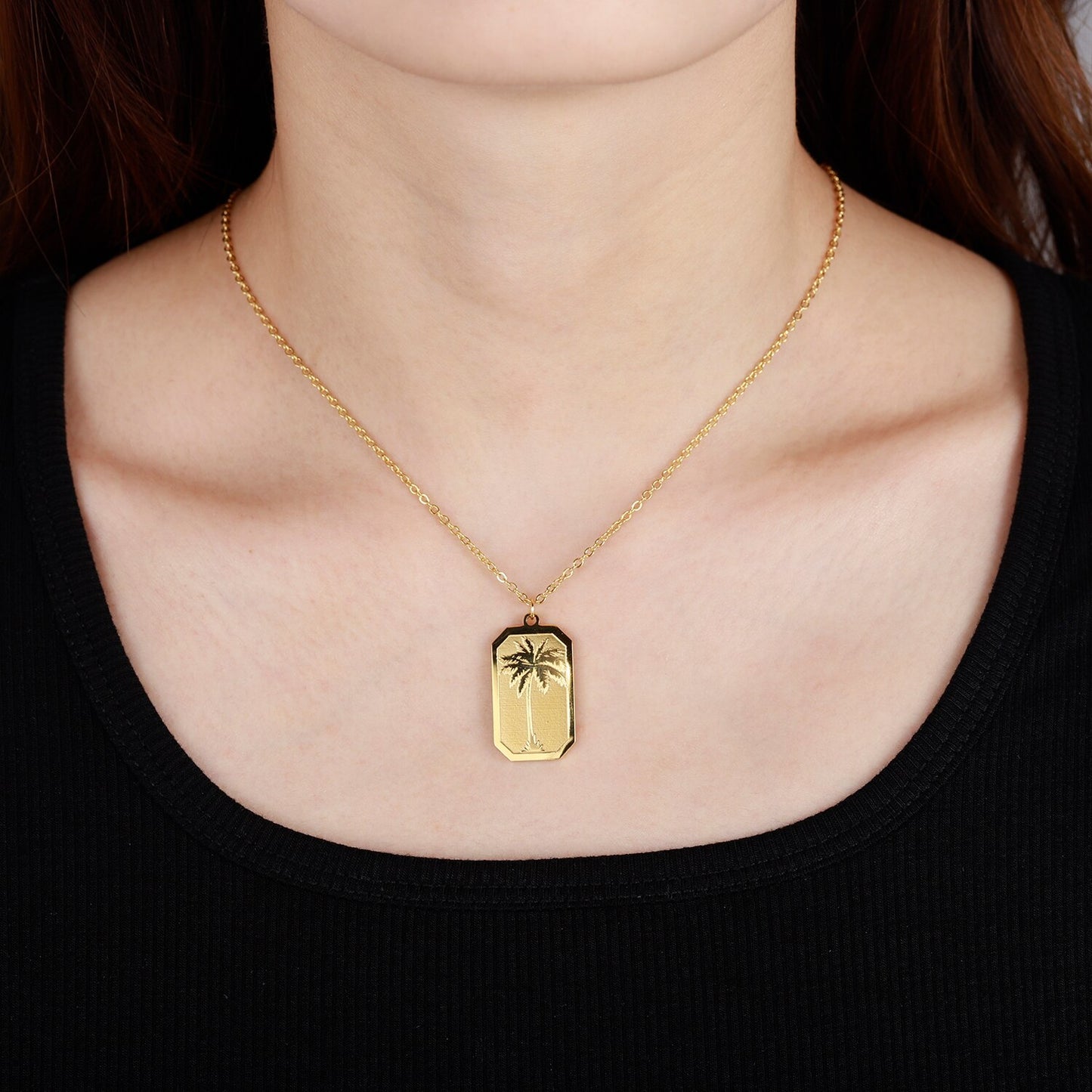 Necklace For Women With Palm Tree Gold Stainless Steel Chain Personalized image 6