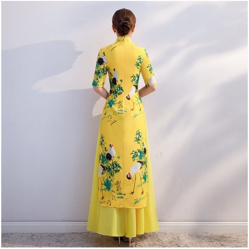 Oriental Elegant Slim Qipao Women Modern National Style China Costume Chinese T image 3