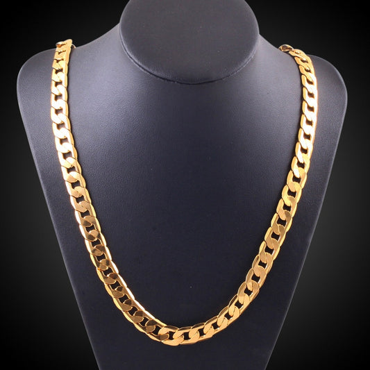 Special offer 18K gold Necklaces 925 Stamp Silver color Classic 8MM sideways ch image 0