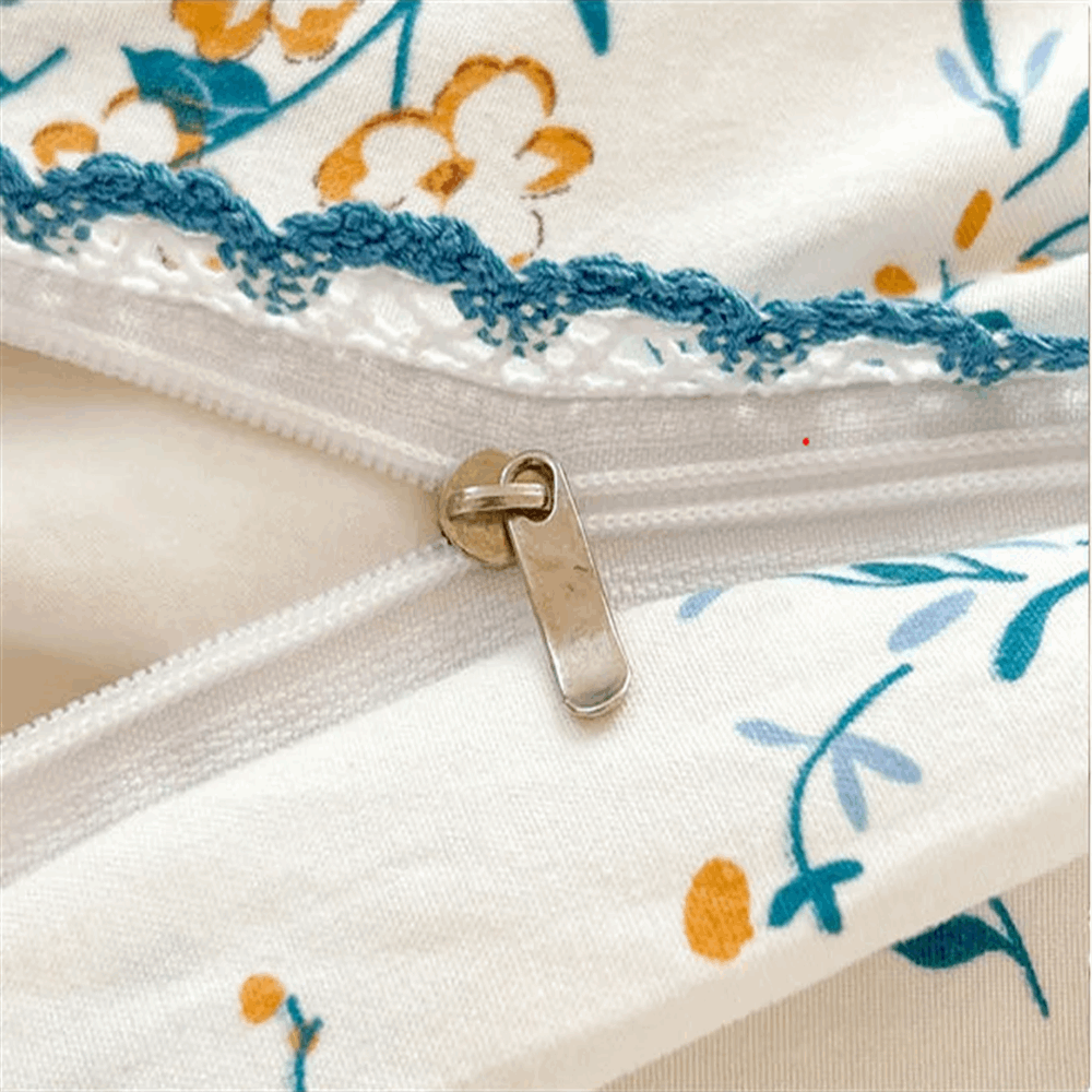 Korean Style Bedding Set Fresh Botanical Kids Adults Leaves Flower Washed Cotto image 3