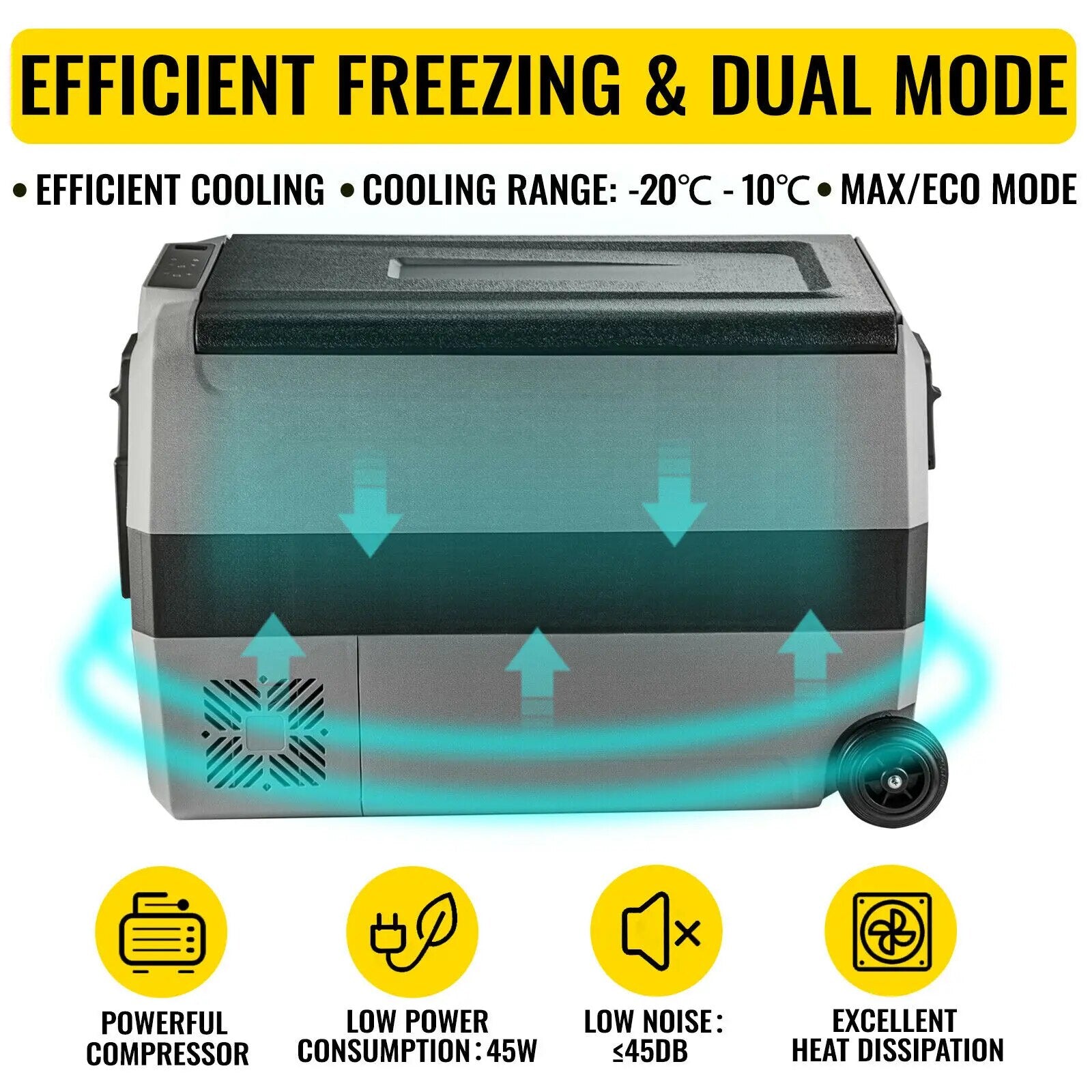 VEVOR 36L 50L 60L Portable Car Fridge Mini Refrigerator Freezer With Wheel and image 3