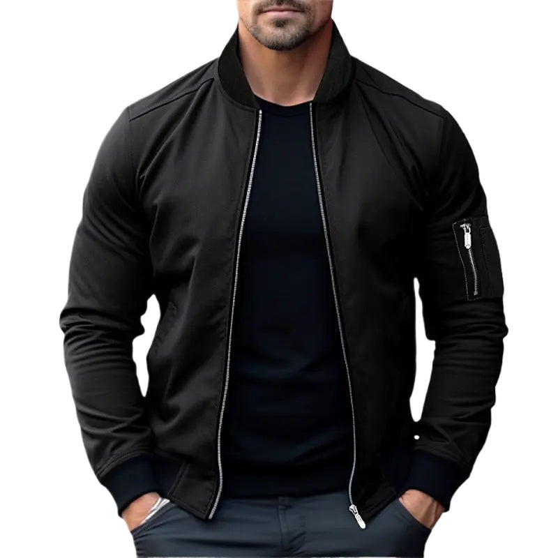 New Sweatwear Men Solid Color Jacket Bomber Coat Business Male Coats Windbreake image 2