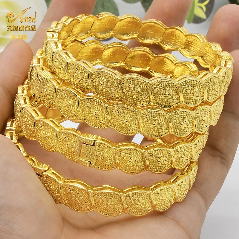 ANIID Dubai Bangles 24K Gold Color African Bracelet For Women Wholesale Designe image 29