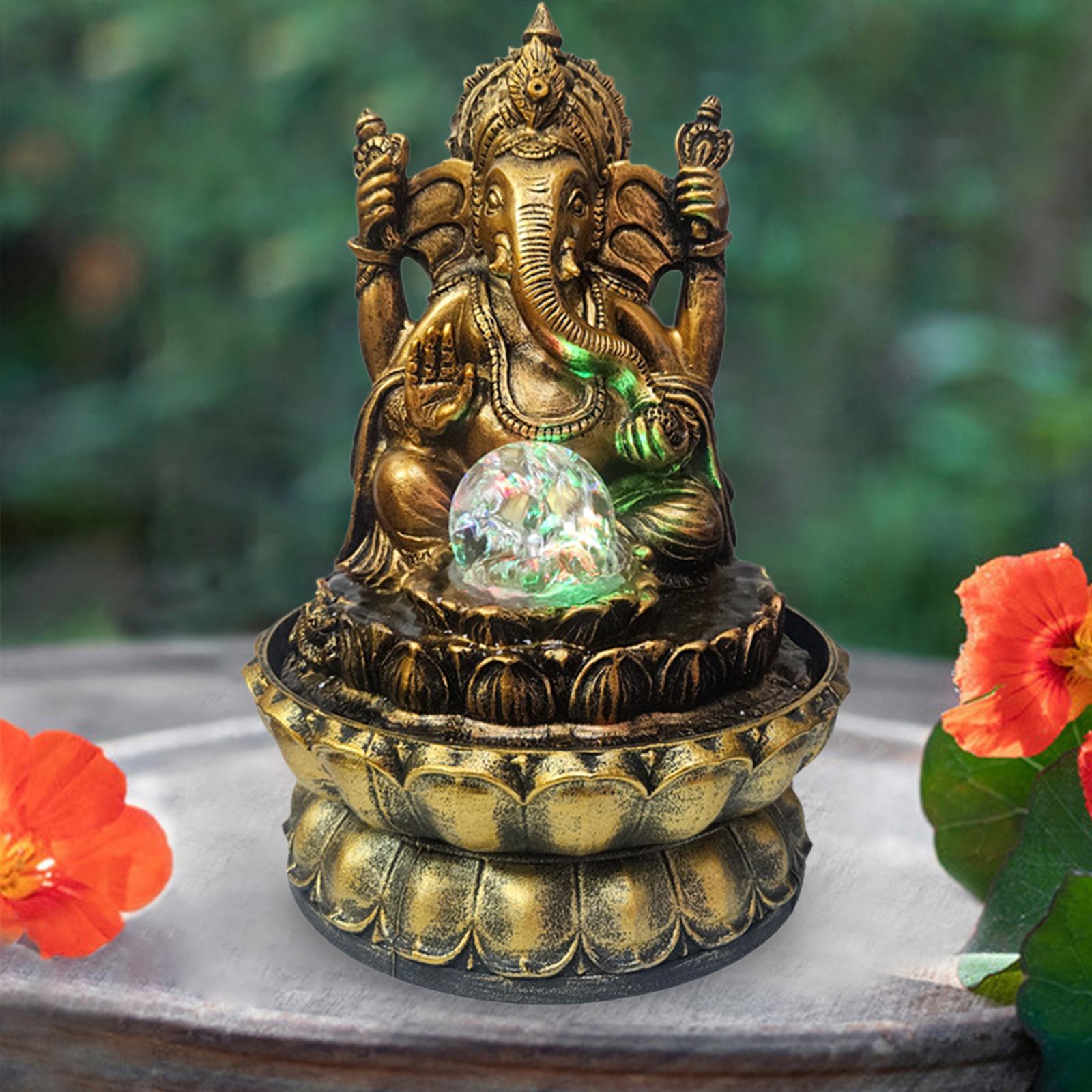 Resin Buddha Statue Indoor Water Fountain 110V Plug Table Ornament image 2