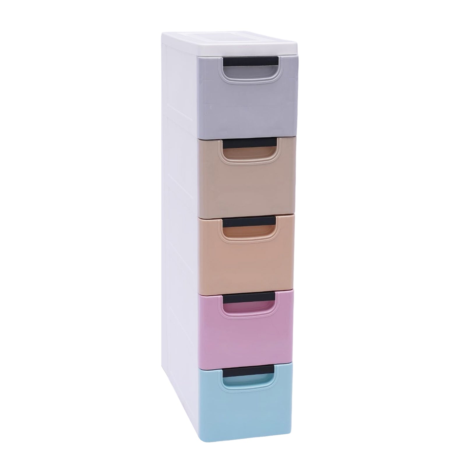 5-Tier Vertical Clothing Storage Cabinet Narrow Plastic Clothing Organizer Towe image 1