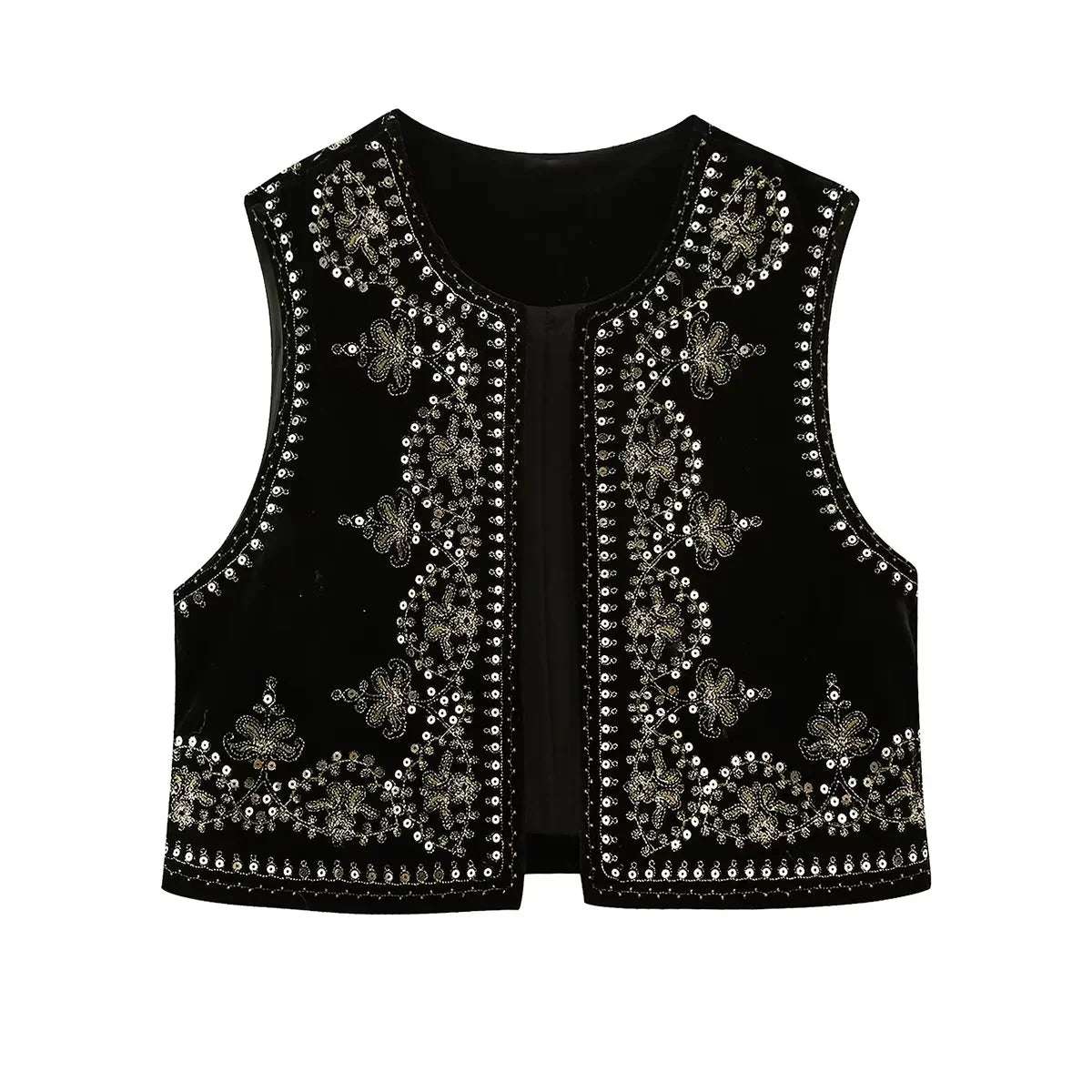 KONDALA Vintage Autumn Velvet Embroidery Vest Jackets Women V Neck Sleeveless B image 0