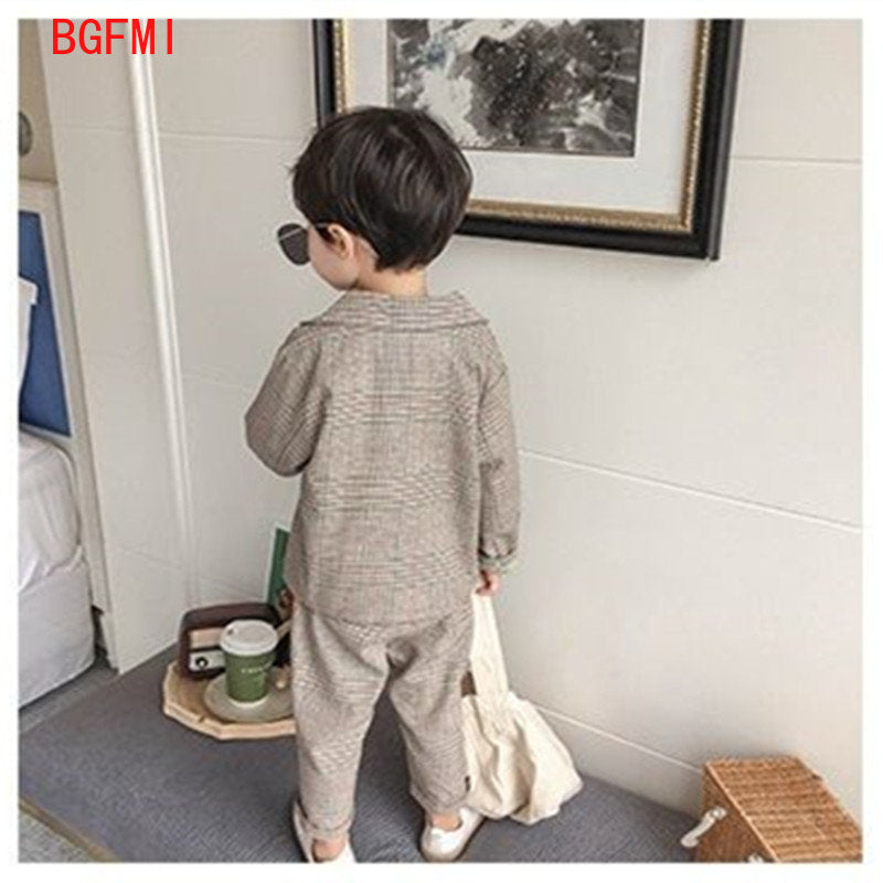 Spring Autumn children's clothing Suit Kids Clothes Boys V-Neck Tops + pants 2  image 1